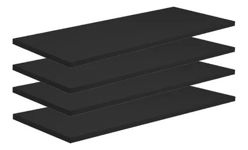 4 Prateleiras 50x25cm Mdf Preto Suporte Grátis 50254p