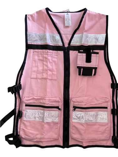 Chaleco Brigadista Rosa Gabardina Seguridad Industrial Dama