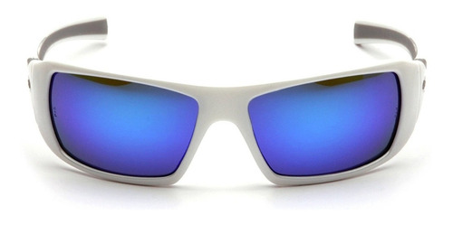 Lentes De Seguridad Pyramex Goliath Blanco Lente Espejo Azul Color Blanco-blanco Color De La Lente Azul Espejo Color De La Varilla Clanco