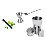 Kit Barman Jigger Cuchara Muddler Shaker Coctel Envio Gratis