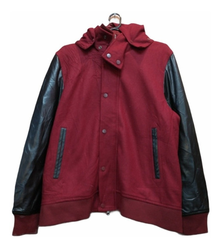 Campera Bomber Universitaria Bordo Talle L Mujer J297 -