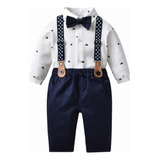 Conjunto Formal Traje Nino De Caballero Con Pajarita Y Peto