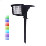 Luminária Solar Jardim Forte Espeto 30w Led Luz Colorida