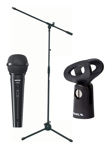 Kit Microfono Sv200 Shure + Base Y Abrazadera Proel Lw Ms10