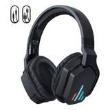 Audifonos Inalambricos Onikuma B60 Negro Bluetooth Con Microfono Gaming Headset Luz Negra Led