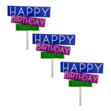 Pack 3 Letreros Para Pastel Happy Birthday Caketopper