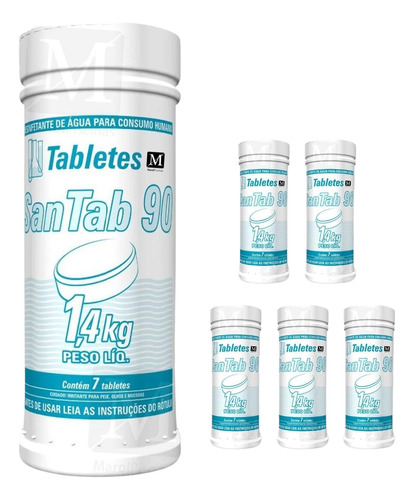 Desinfetante Caixas D'água 35 Tabletes De 200g San Tab90