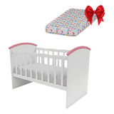 Cuna Cuarto Infantil Bebe Rosa Azul Colchon 60x120 Barrotes