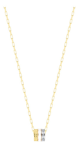 Collar Jason Hyde Wewa Cadena Chapada Oro 18k Y Charm Blanco