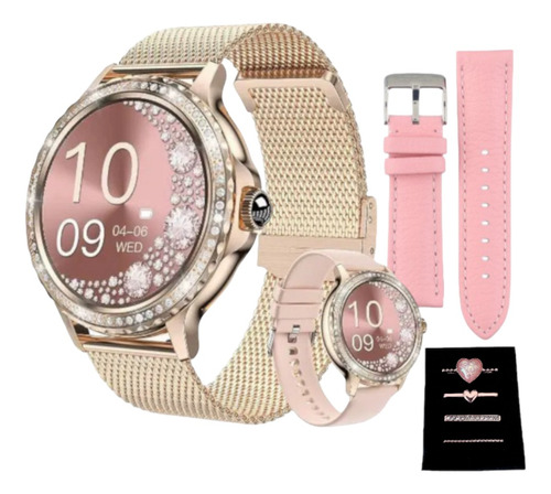 Reloj Inteligente De Mujer Variic V9 Crystal Gold Rose 