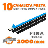 Kit 10 Canaleta Fina Para Fios Preto De Pvc Com 2 Metros Nfe