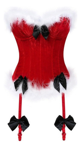 1 Mujeres Sexy Navidad Santa Corset Lencería Bustier Tops