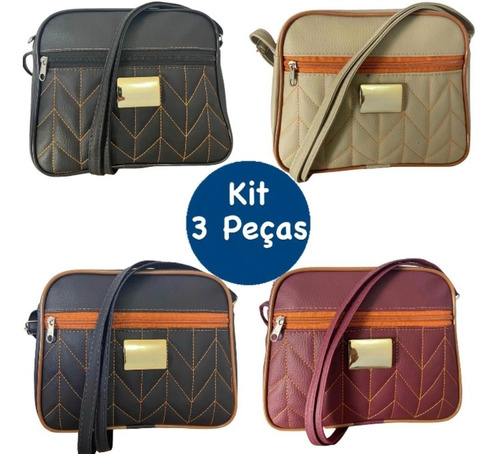 Kit 3 Bolsas Transversal Moda Atacado Feminina Revenda