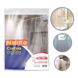 Cortina Banheiro Box Cristal 2m X 1,38m Ganchos Transparente