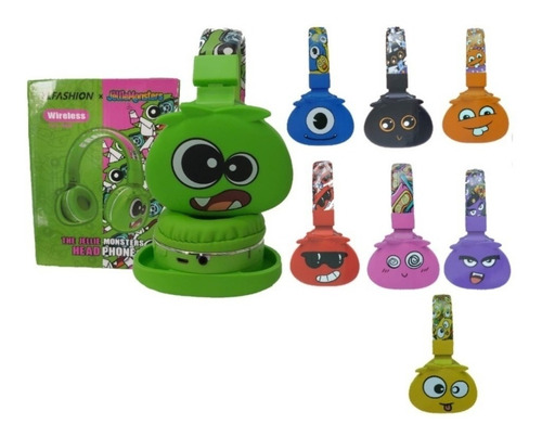 Fone De Ouvido Sem Fio Bluetooth Sd Infantil Kids Monsters