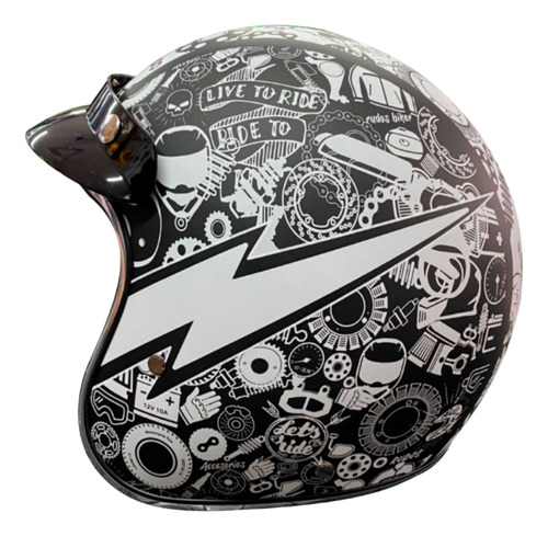 Casco Retro Classic Vintage 3/4 Certificado Dot Grafito Xxl