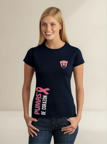 Jersey Playera Fútbol Pumas Unam Mujer De Corazón Logo Rosa