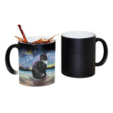 Taza De Ceramica Gatito Negro Gato Magica Frio Calor