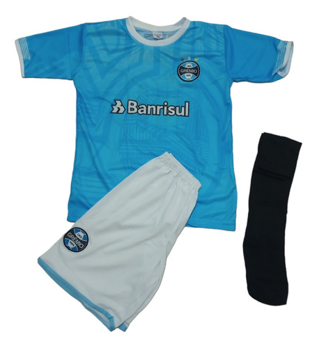 Kit Conjunto Uniforme Infantil Grêmio +meia  Pronta Entrega 