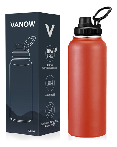 Termo Vaso-botella Vanow Acero Inoxidable Con Fría/caliente 40 Oz Color Rojo