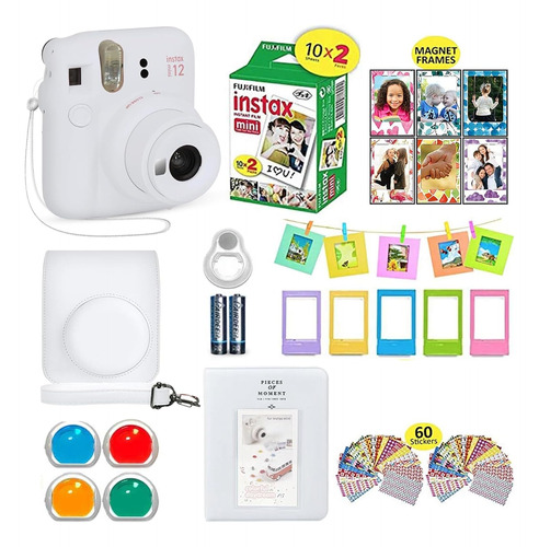 Cámara Instax Mini 12 Instantánea Blanco Arcilla + Es...