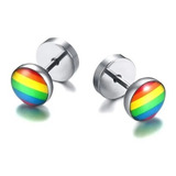 Aretes De Tuerca Diseño Arcoíris, Gay, Pride, Lgbt