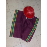 Poncho Arpillera Bordo Con Sombrero Lentejuelas