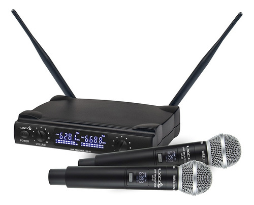 Microfone Sem Fio De Mão Duplo 52 Frequências Lyco Uh-08mm
