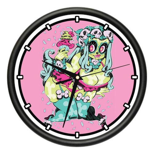 Signmission Reloj De Pared Con Diseno De Calavera De Azucar,