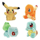 Kit De 4 Pokémon De Peluche Pikachu Bulbasaur Charmander Squirtle