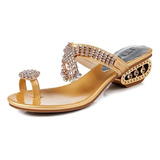 Sandalias Dama Elegantes De Diamentes Slip-on Puntera Clip