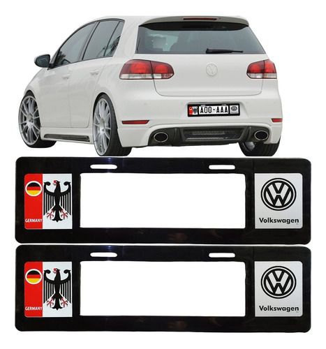 Set 2 Portaplacas Volkswagen Gris Europeo Largo Universal 