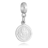 Berloque Medalha De São Bento Banhado A Prata 925 Premium