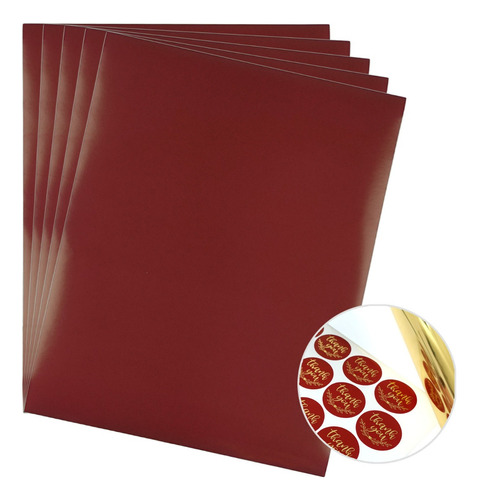 Papel Etiqueta Roja Adhesiva P/ Uso Con Foil En Laminadora
