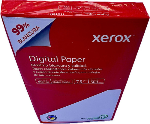 Papel Doble Carta 75g Xerox Blanco 500 Hojas Blancura 99%