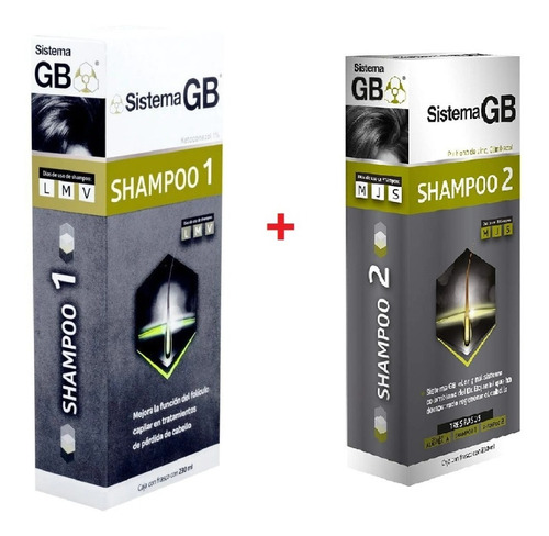 2 Shampoo Sistema Gb Alopecia,incluye Shampoo 1 Y 2 