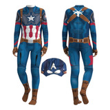 Captain America Halloween Fiesta Mono Cosplay Disfraz Y Máscara Para Niños Y Adultos