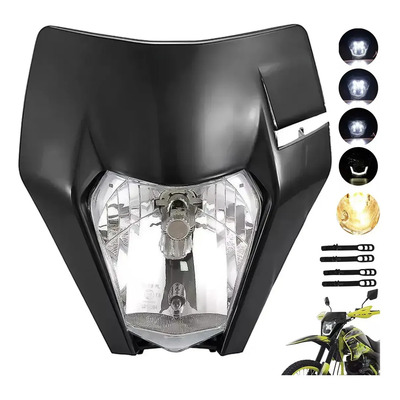 Carcasa Negra Del Faro H4 Faro De Conversión Motocross Ktm Izquierdo/conductor
