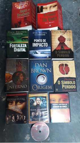 8 Livro Coleção Dan Brown Anjos E Demônios+o Código Da Vinci+fortaleza Digital+o Símbolo Perdido+ponto De Impacto+inferno+origem+decifrando  Capa Mole Editora Sextante + 3 Dvd Original  