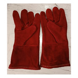 Kit 10 Guantes De Carnaza Para Soldar Seguridad Largo Rojo 