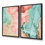 Quadro Decorativo Cores Sala Quarto Duo Ouro E Tons Pastel