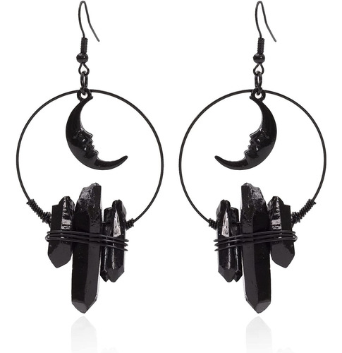 Zkbkjspzjb Aretes De Bruja De Cristal De Cuarzo De Luna Crec