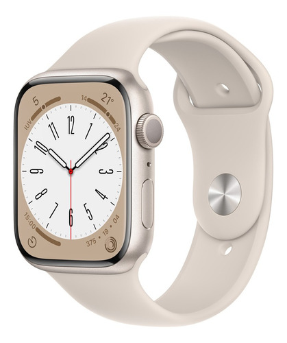 Apple Watch Series 8 Gps - Caja De Aluminio Blanco Estelar 45 Mm - Correa Deportiva Blanco Estelar - Patrón - Distribuidor Autorizado