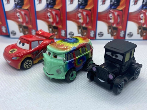 3 Mattel Cars Mini Racers Lizzie, Fillmore & Dragon Mcqueen