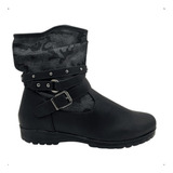 Bota Feminina Mooncity Cano Curto 71123 Rasteira Original