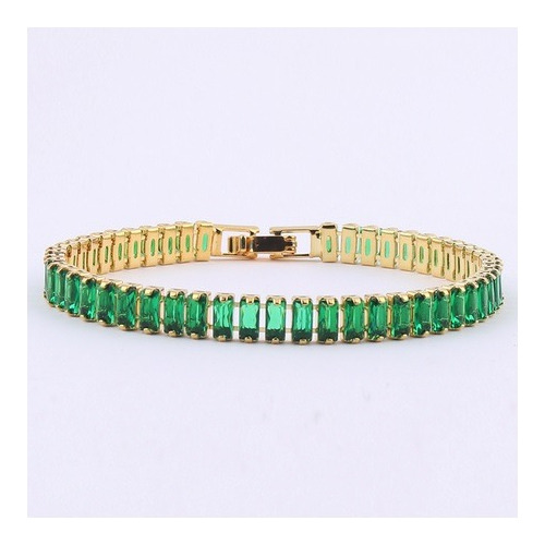 Pulseira Esmeralda Neon Joia Em Ouro 18k