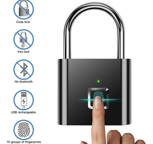 Candado Con Lector De Huella Recargable Digital Sin Llave