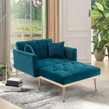 Sofa Cama Reclinable Ajutable Terciopelo Azul Sleerway