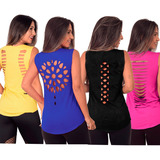 Kit 4 Camiseta Academia Regatas Feminina Moda Fitness 