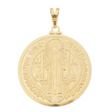 Medalha Grande De São Bento Cruz E Imagem Banho De Ouro 18k Cor Dourado